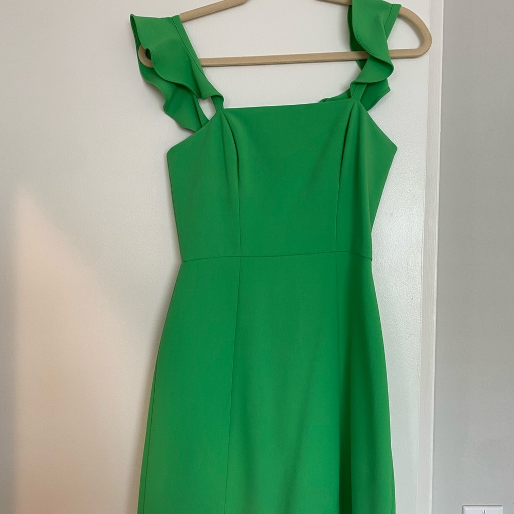 French Connection Green Ruffled Sheath Dress for Weddings